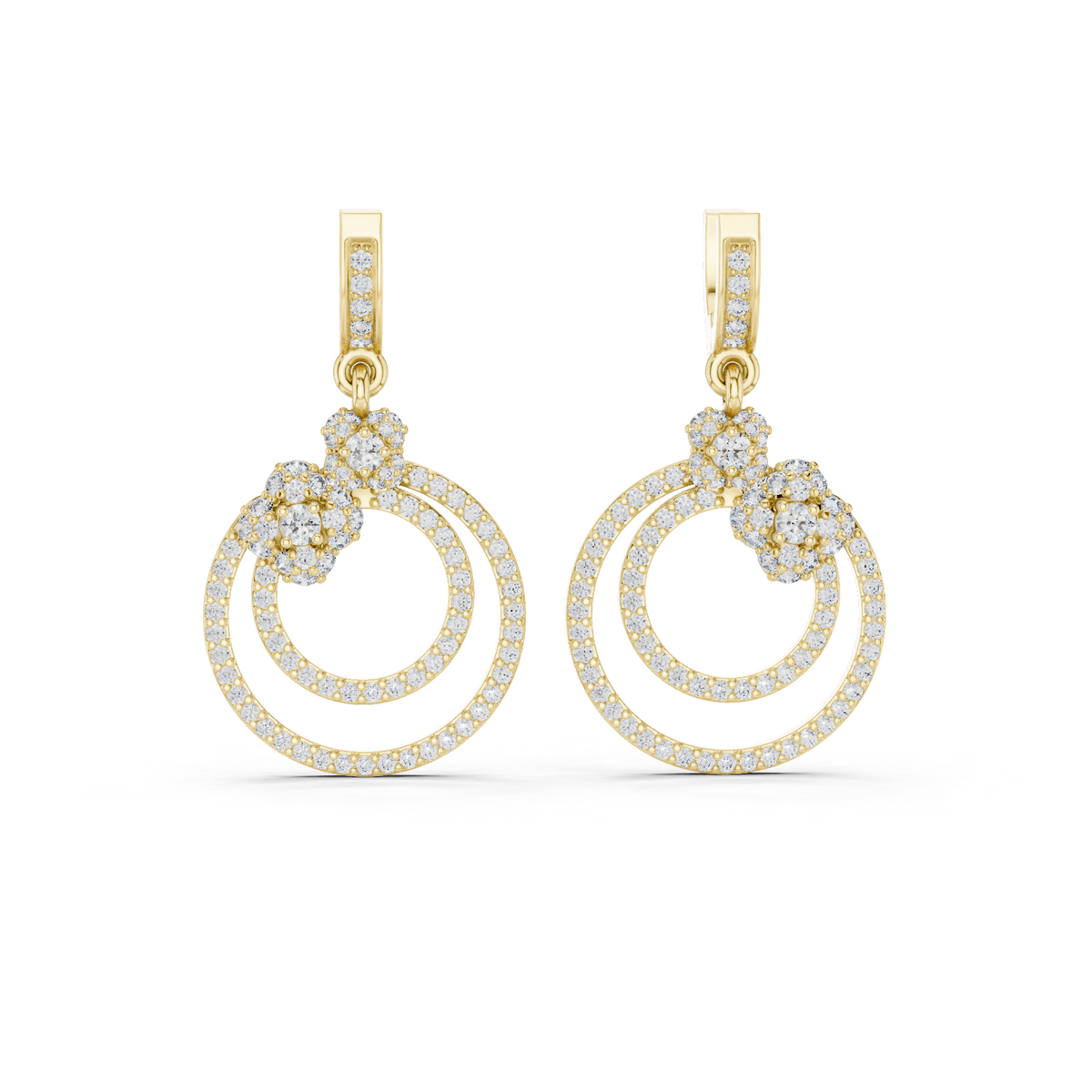 14K Solid Gold Lab Diamond Drop Earrings, Yellow Gold