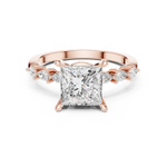 Gold Ring DDLR-168, Princess center stone, Rose Gold, view 4