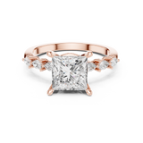 Gold Ring DDLR-168, Princess center stone, Rose Gold, view 4