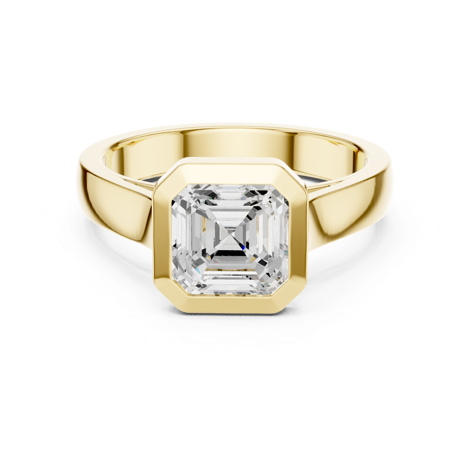 Gold Jewelry L36-3, Asscher center stone, Yellow Gold, view 4