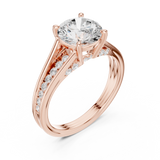 Gold Ring DDLR-253, Round center stone, Rose Gold, view 2