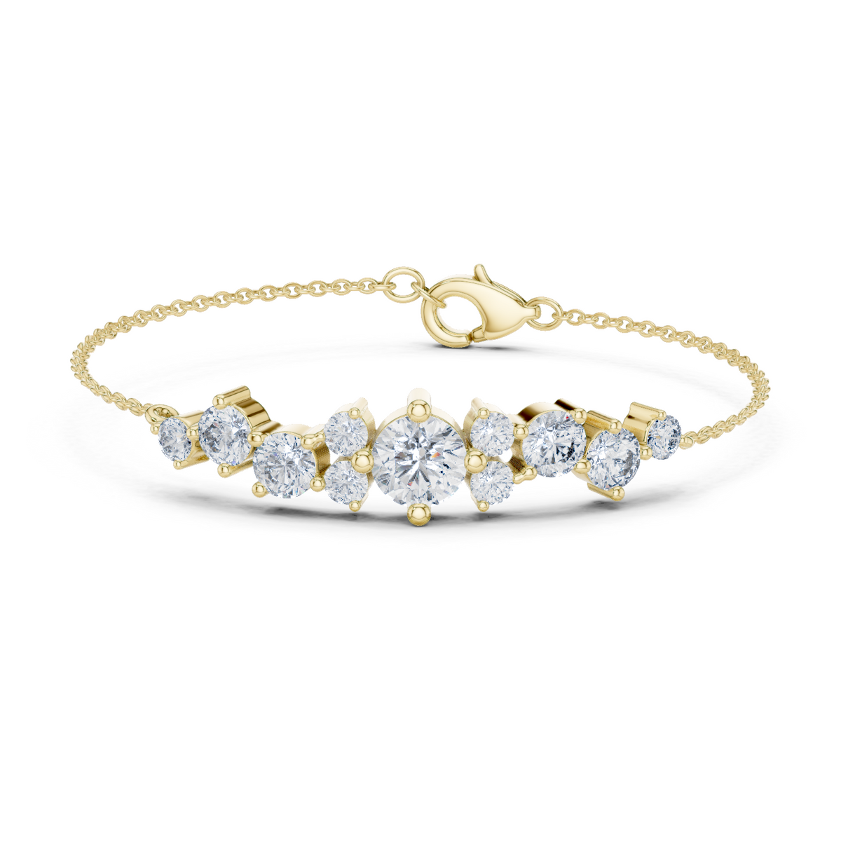 14K Solid Gold Lab Diamond Bracelet, Yellow Gold