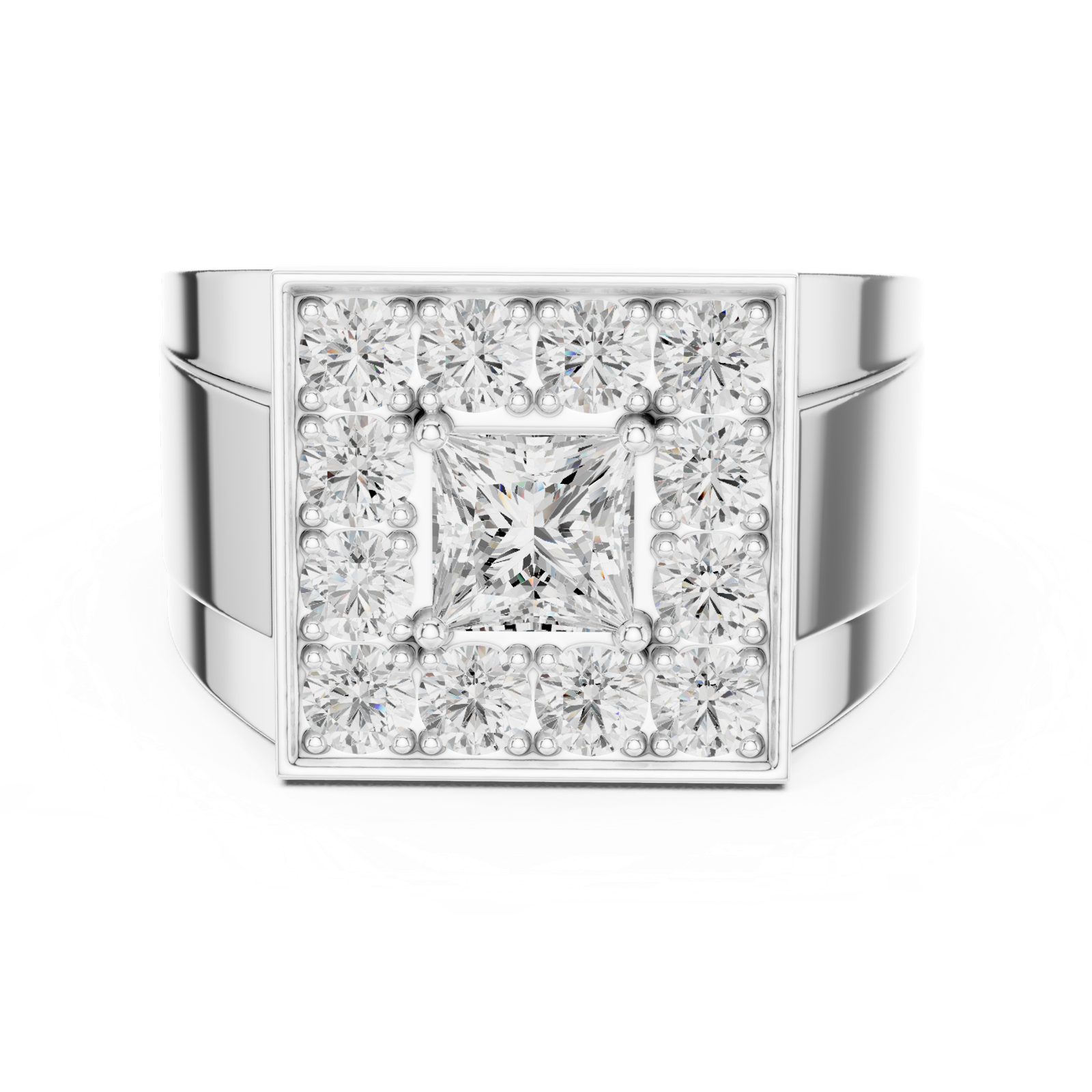 14K Solid Gold Lab Diamond Halo Ring, White Gold, view 4
