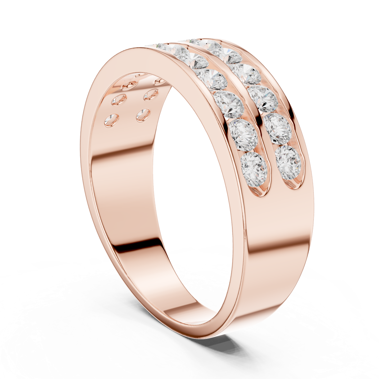 14K Solid Gold Lab Diamond Eternity Ring, Rose Gold, view 1