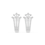 14K Solid Gold Lab Diamond Flower Cluster Earrings, White Gold