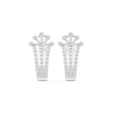 14K Solid Gold Lab Diamond Flower Cluster Earrings, White Gold