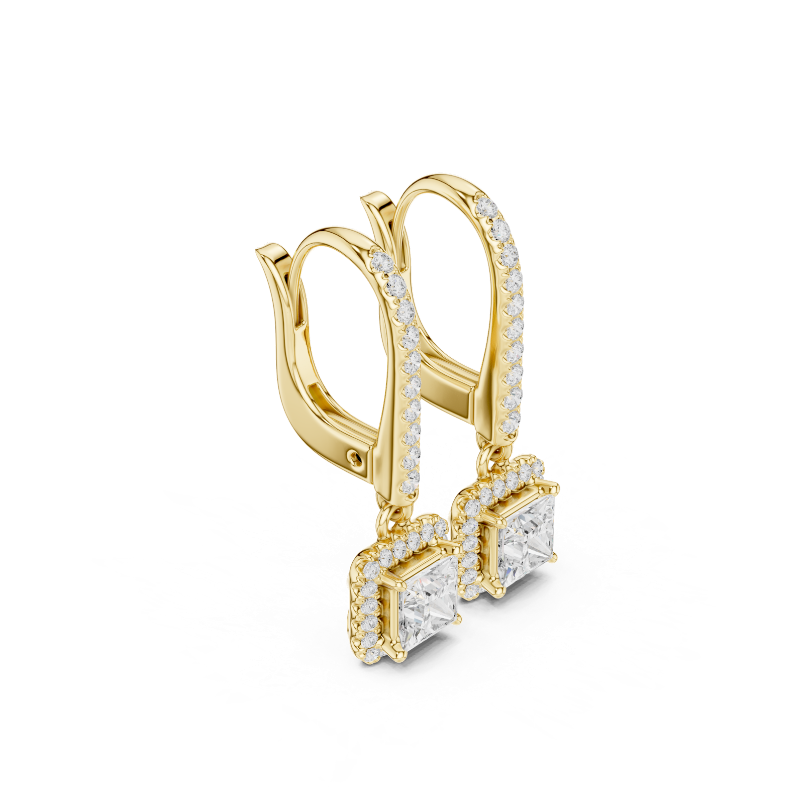 Gold Jewelry DDER-034, Princess center stone, Yellow Gold, view 1