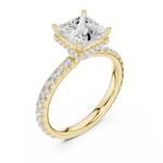 Gold Ring DDLR-165, Princess center stone, Yellow Gold, view 2