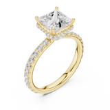 Gold Ring DDLR-165, Princess center stone, Yellow Gold, view 2