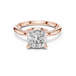 Gold Ring, Cushion center stone, Rose Gold, view 4