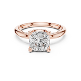 Gold Ring, Cushion center stone, Rose Gold, view 4