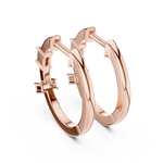 14K Solid Gold Lab Diamond Huggie Earrings, Rose Gold, view 3