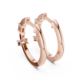 14K Solid Gold Lab Diamond Huggie Earrings, Rose Gold, view 3
