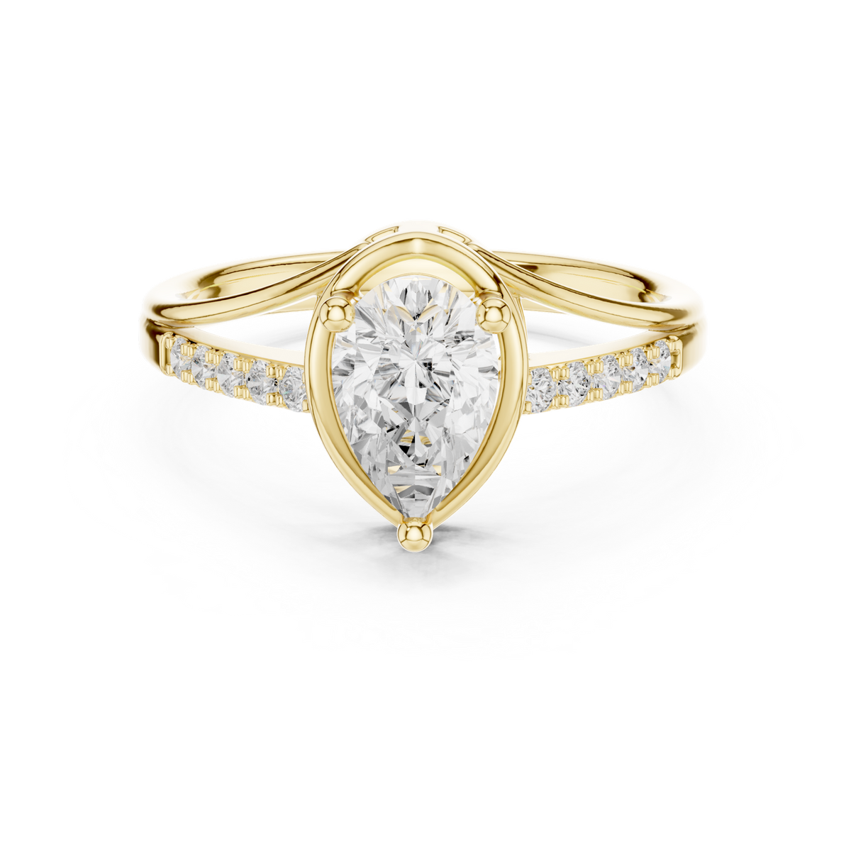 14K Solid Gold Lab Diamond Solitaire Ring, Yellow Gold