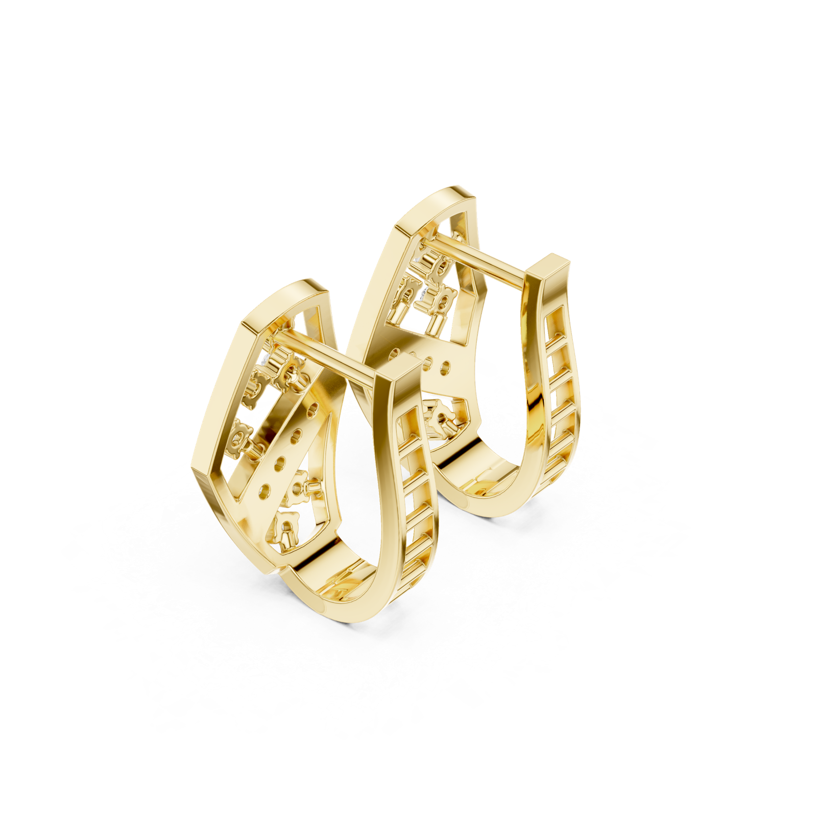 14K Solid Gold Lab Diamond Cluster Earrings, Yellow Gold, view 2