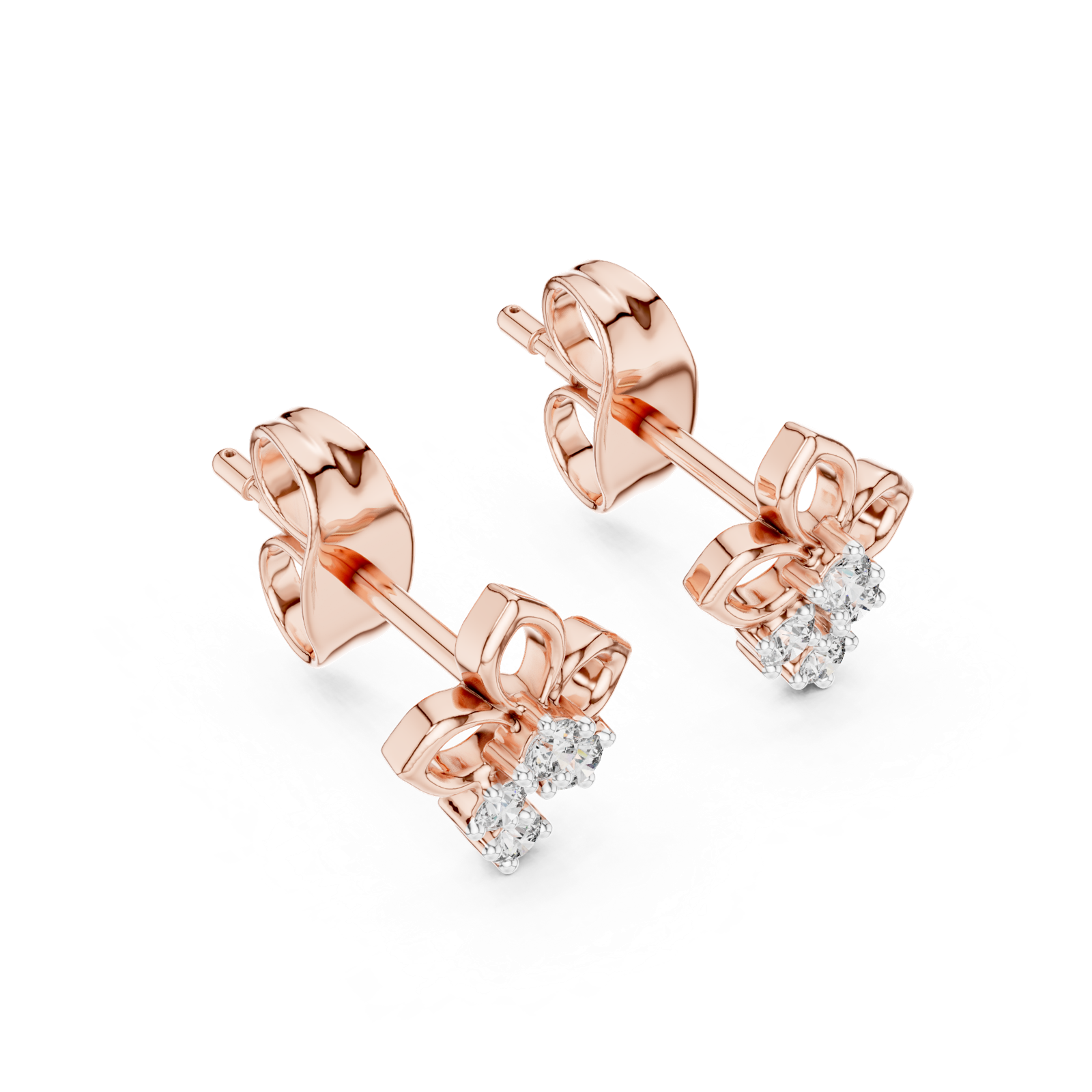 Gold Earrings 12-10017@E, Rose Gold, view 2