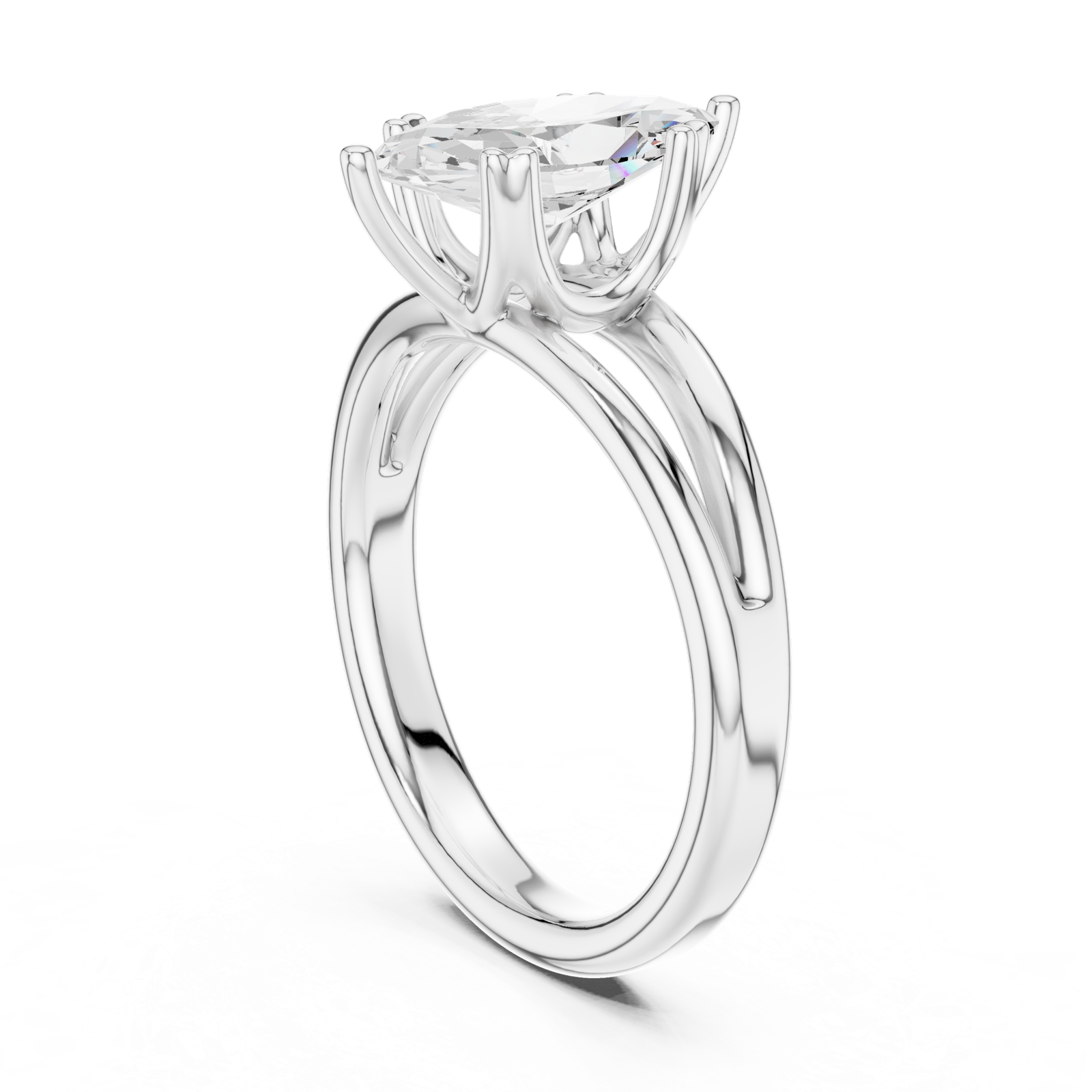 Gold Jewelry L36-7, Marquise center stone, White Gold, view 1