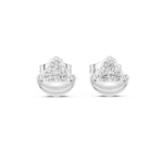 14K Solid Gold Lab Diamond Cluster Earrings, White Gold