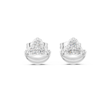 14K Solid Gold Lab Diamond Cluster Earrings, White Gold