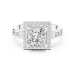 Gold Ring DDLR-342, Princess center stone, White Gold, view 4
