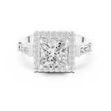 Gold Ring DDLR-342, Princess center stone, White Gold, view 4