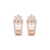 14K Solid Gold Lab Diamond Flower Cluster Earrings, Rose Gold