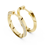 14K Solid Gold Lab Diamond Huggie Earrings, Yellow Gold, view 2