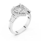 Gold Ring DDLR-342, Heart center stone, White Gold, view 2