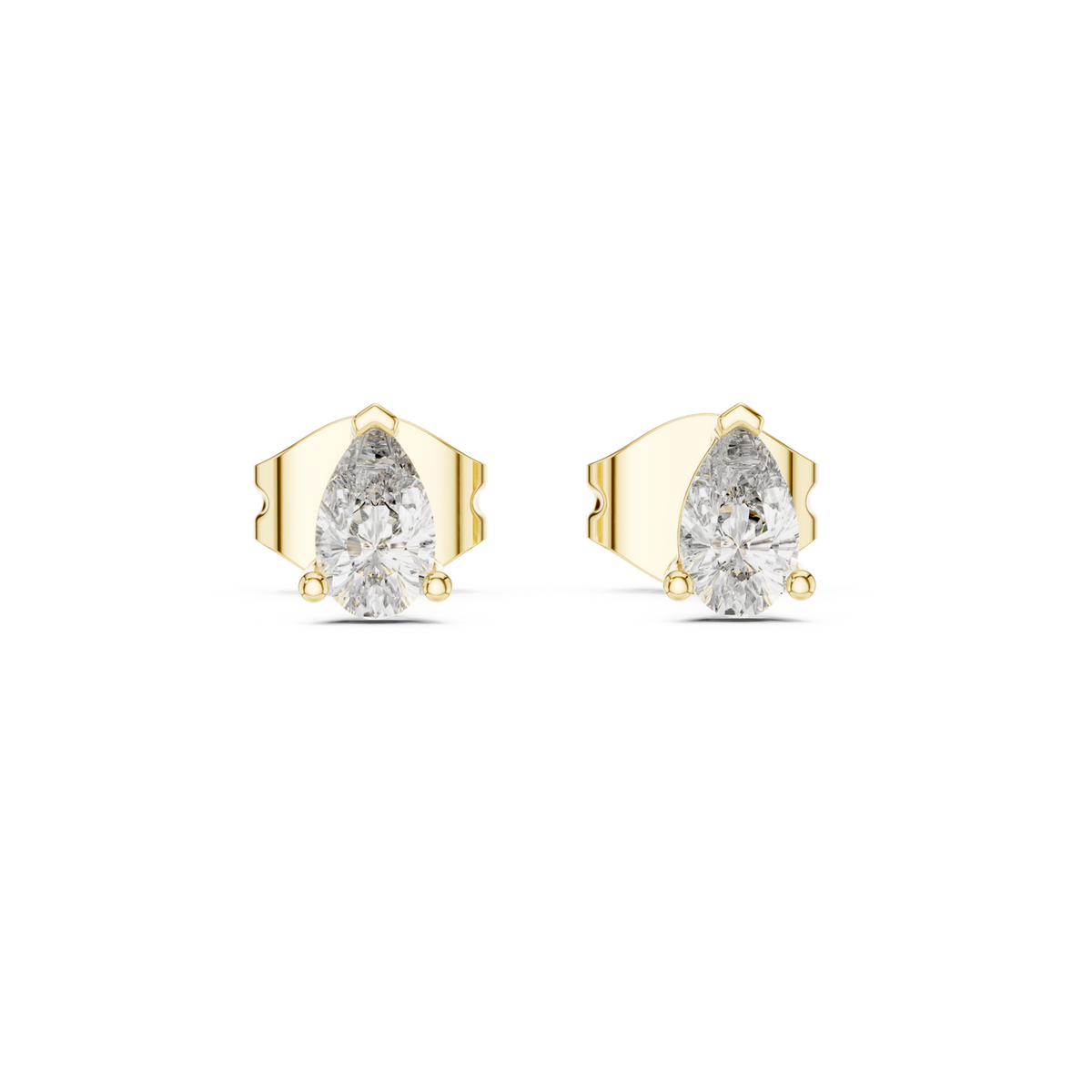 14K Solid Gold Lab Diamond Stud Earrings, Yellow Gold