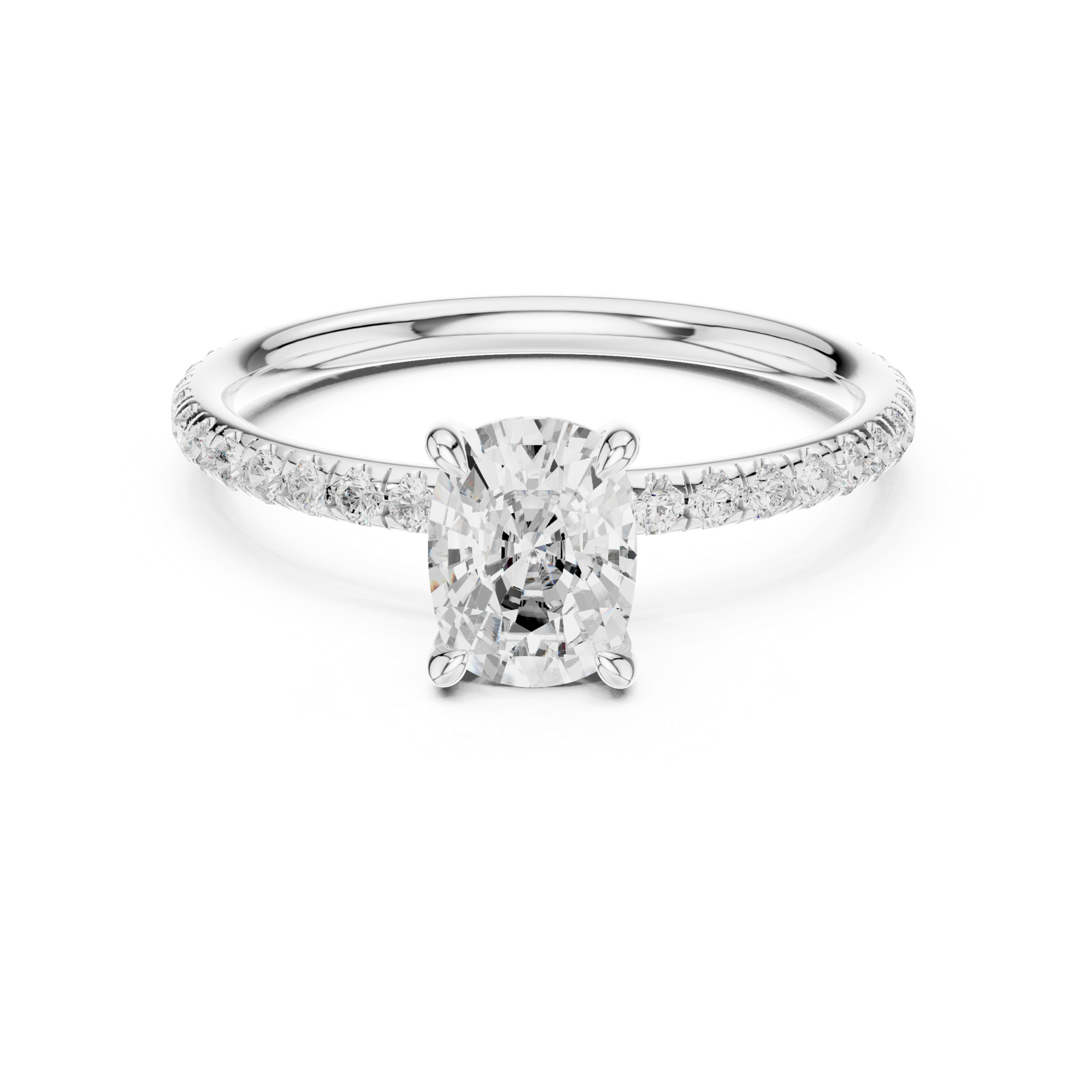 Gold Jewelry, Cushion center stone, White Gold, view 4