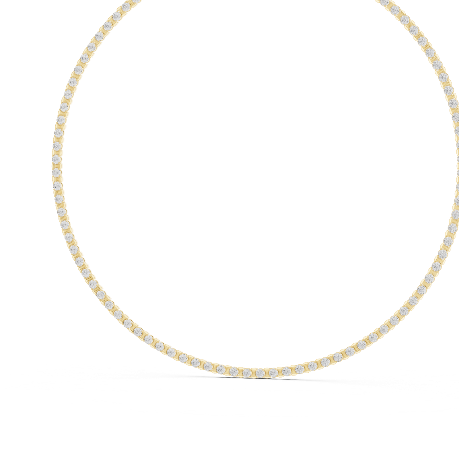 14K Solid Gold Lab Diamond Tennis Necklace, Yellow Gold, view 2