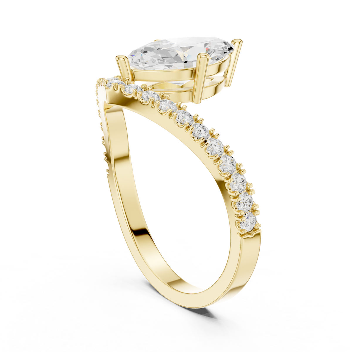 14K Solid Gold Lab Diamond Solitaire Ring, Yellow Gold, view 1