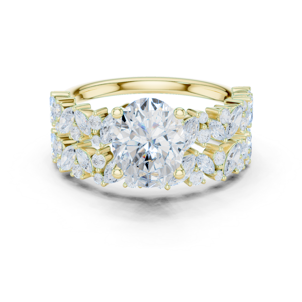 14K Solid Gold Lab Diamond Solitaire Ring, Yellow Gold
