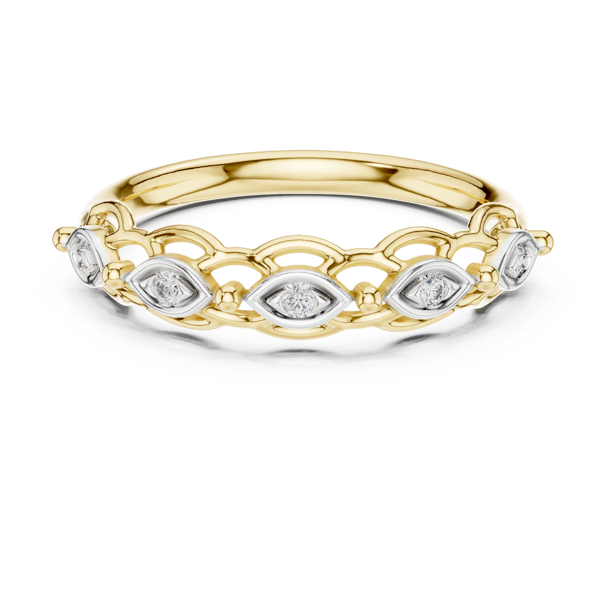 14K Solid Gold Lab Diamond Band Ring, Yellow Gold