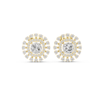14K Solid Gold Lab Diamond Halo Earrings, Yellow Gold