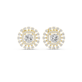 14K Solid Gold Lab Diamond Halo Earrings, Yellow Gold