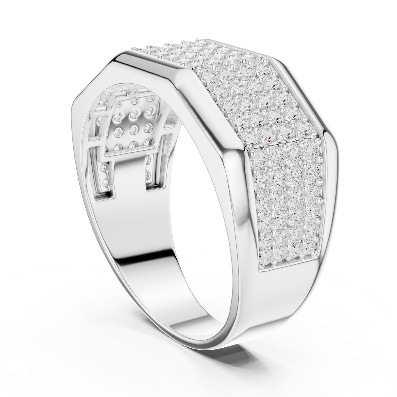 Gold Men's Ring GGR-0004, White Gold, view 1