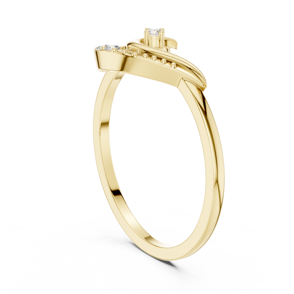 14K Solid Gold Lab Diamond Moon Cluster Ring, Yellow Gold, view 1