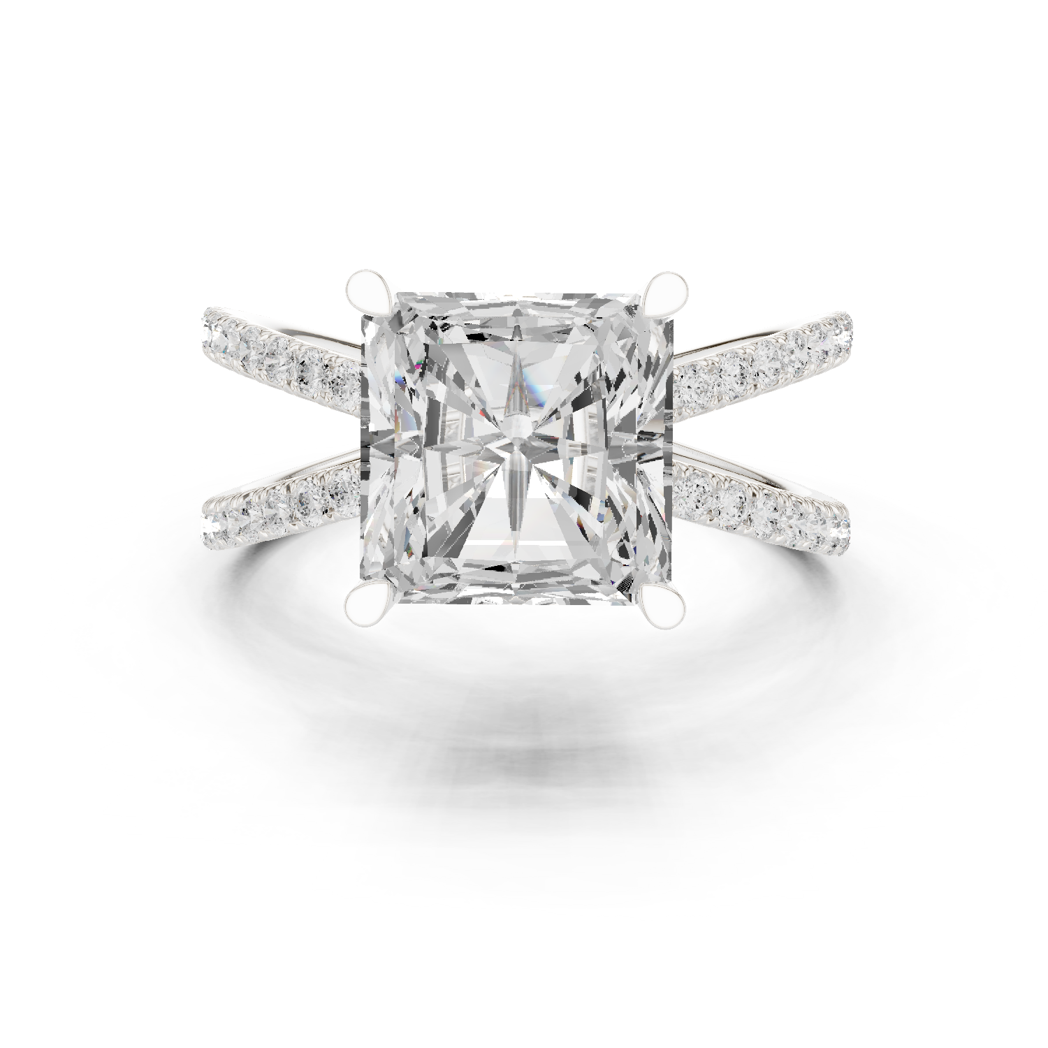 Gold Jewelry L36-25, Radiant center stone, White Gold