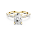 Gold Ring DDLR-040, Oval center stone, Yellow Gold, view 4