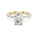 Gold Ring DDLR-040, Oval center stone, Yellow Gold, view 4