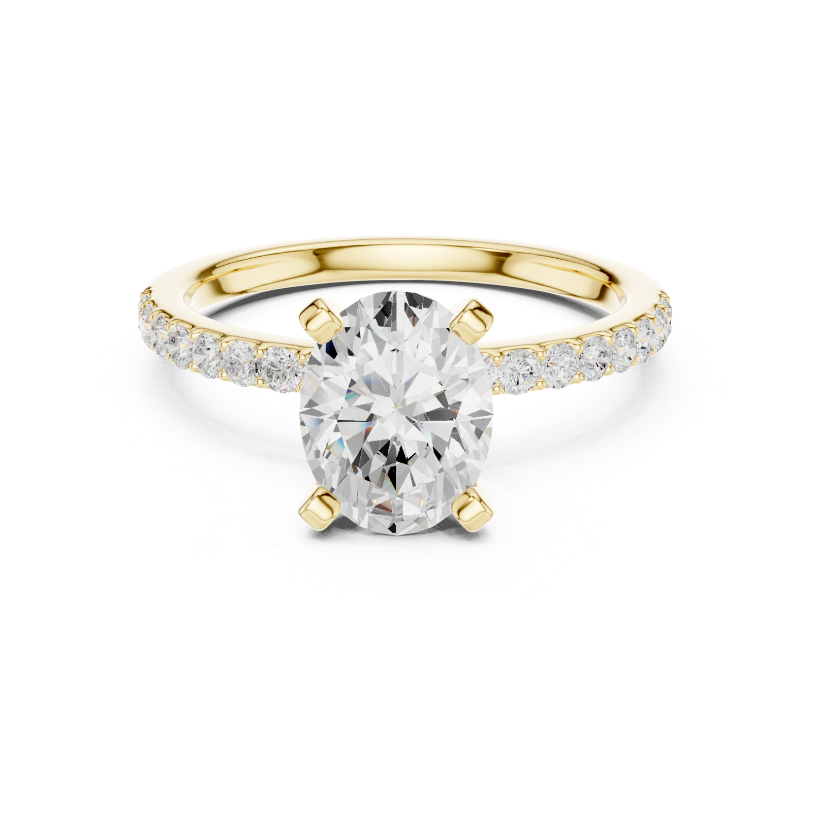 Gold Ring DDLR-040, Oval center stone, Yellow Gold, view 4