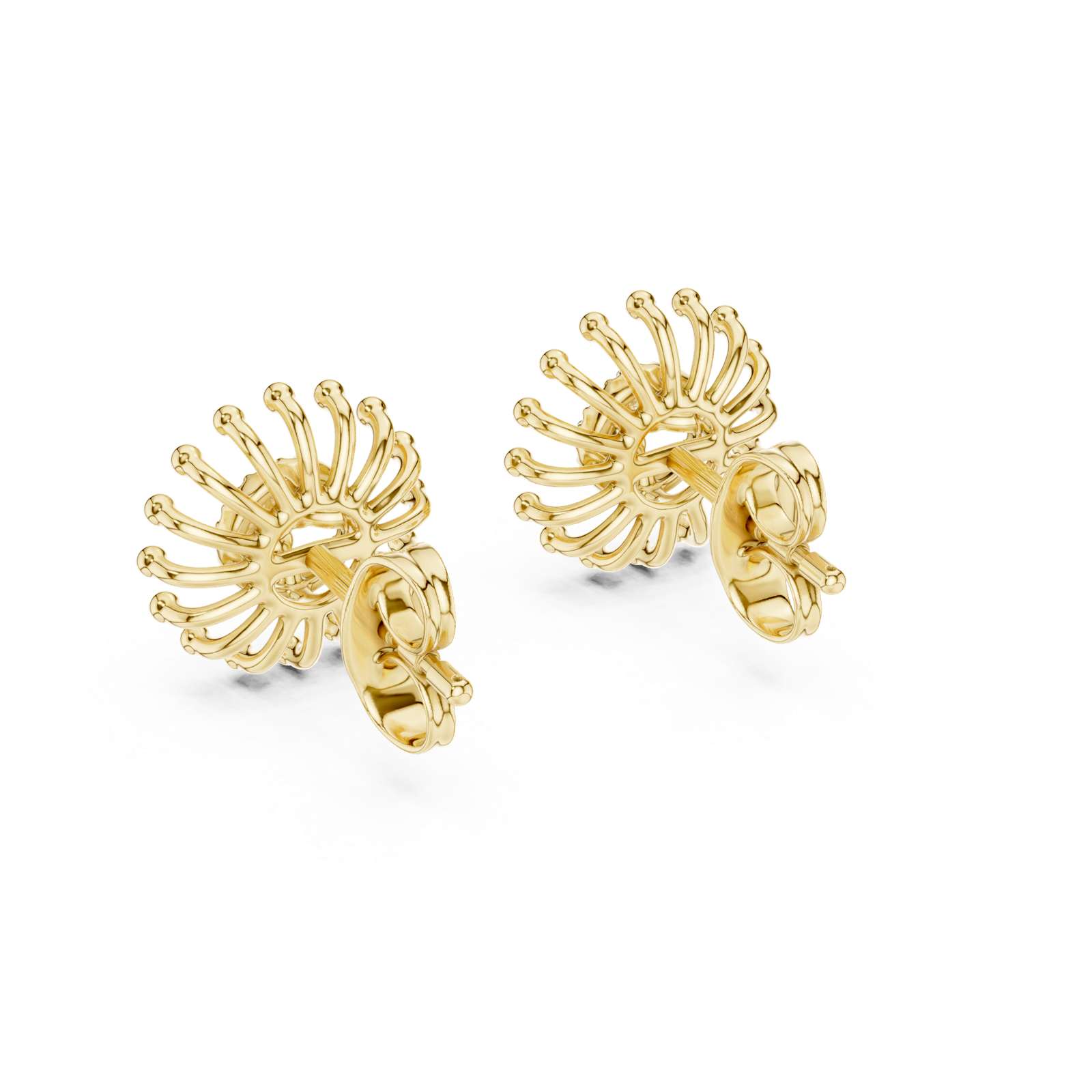 Gold Earrings 12-10007@E, Yellow Gold, view 3