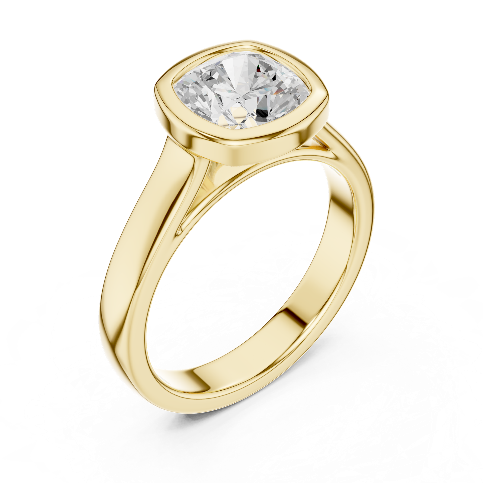 Gold Jewelry L36-3, Cushion center stone, Yellow Gold, view 2
