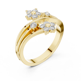 14K Solid Gold Lab Diamond Flower Cluster Ring, Yellow Gold, view 2