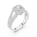 14K Solid Gold Lab Diamond Halo Ring, White Gold, view 2