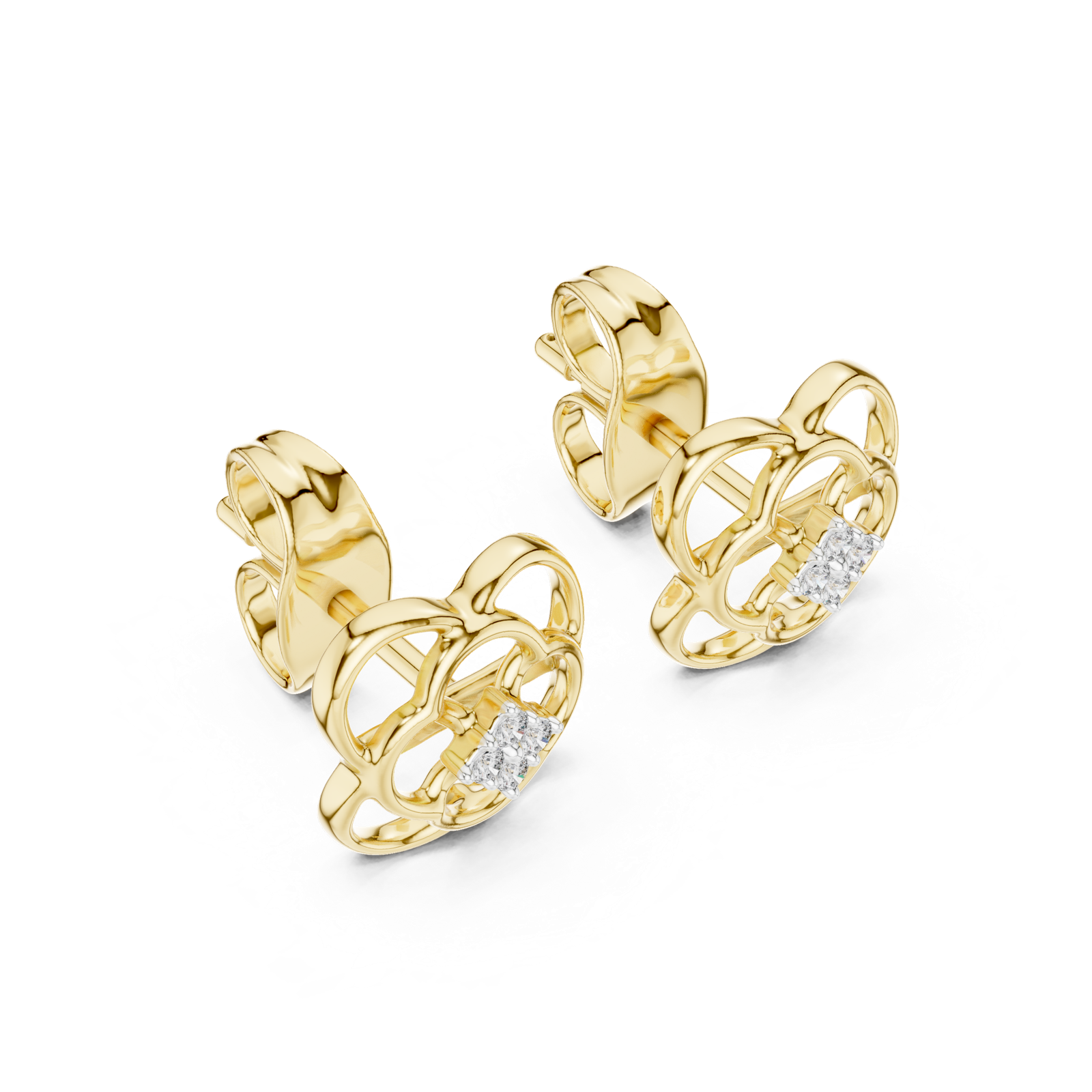 Gold Earrings 12-10006@E, Yellow Gold, view 2