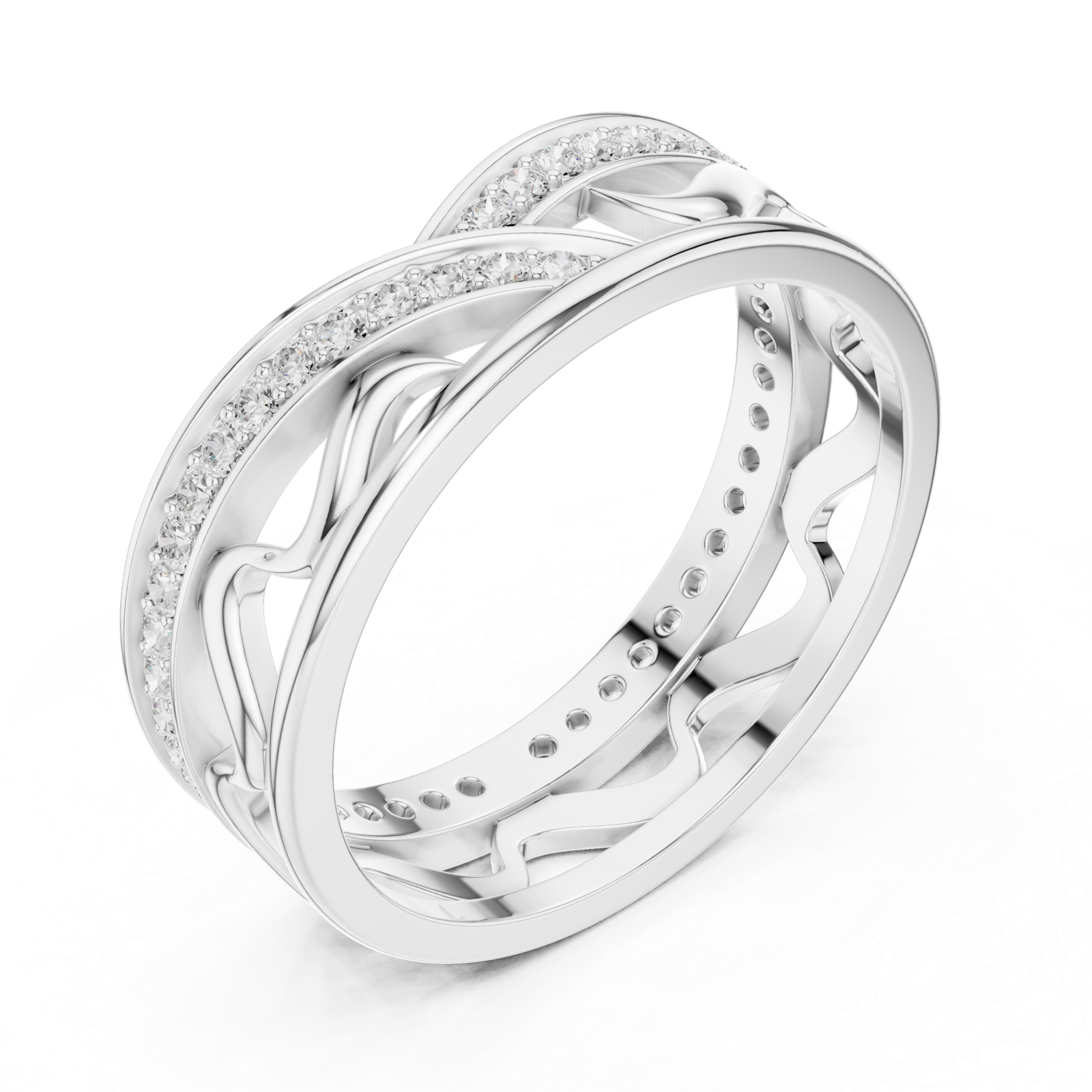 Gold Ring R25, White Gold, view 2