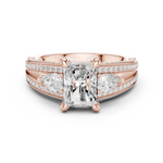 Gold Ring, Radiant center stone, Rose Gold
