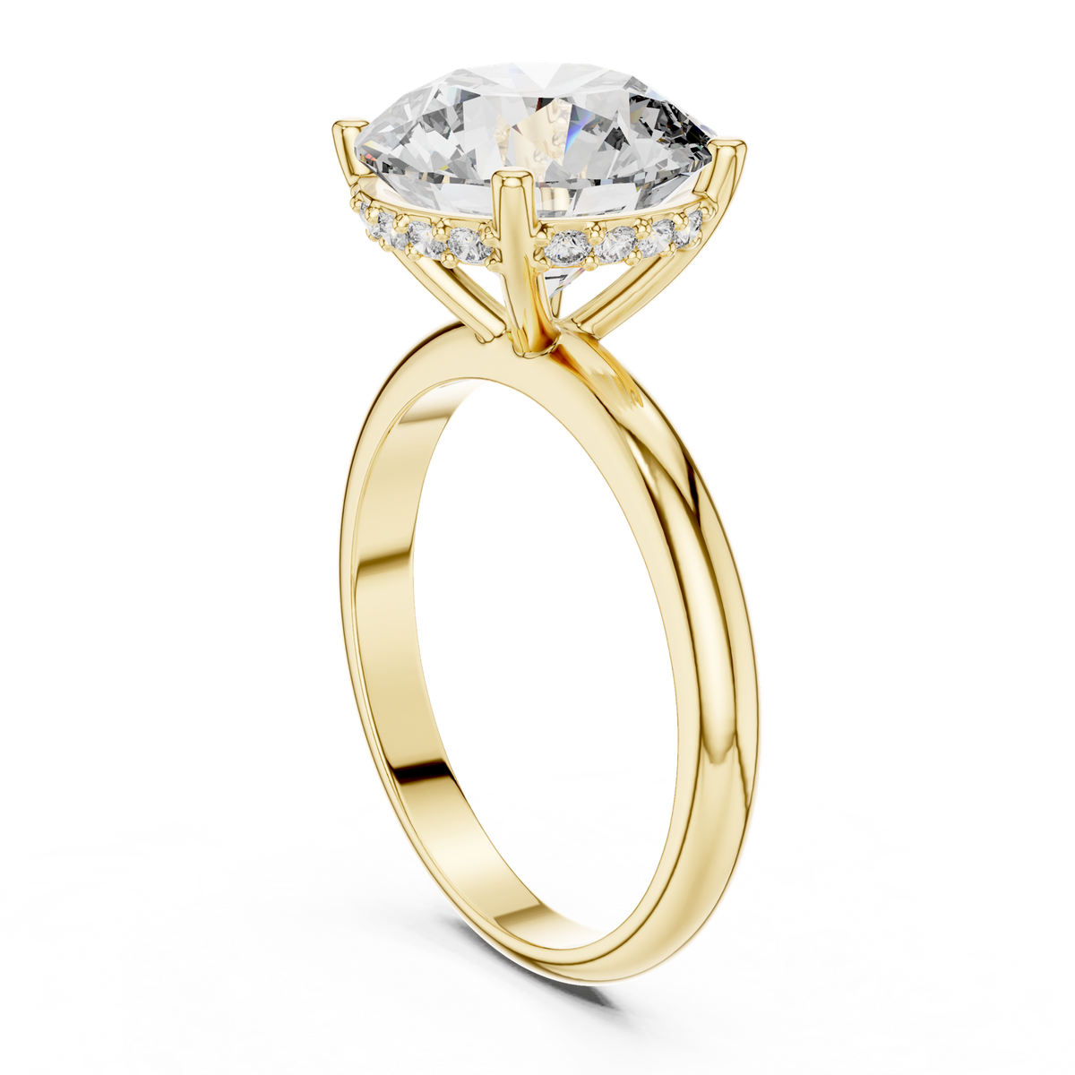 14K Solid Gold Lab Diamond Solitaire Ring, Yellow Gold, view 1